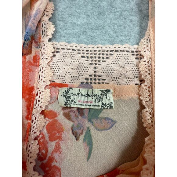 Intimately Free People Womens Size S Stay A While Floral Ruffle Maxi Dress Sheer - Picture 3 of 11